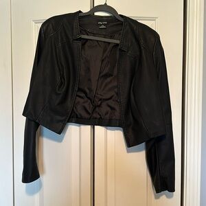 City Chic Cropped Faux Leather Jacket